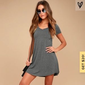 Lulu's better together grey shirt dress.